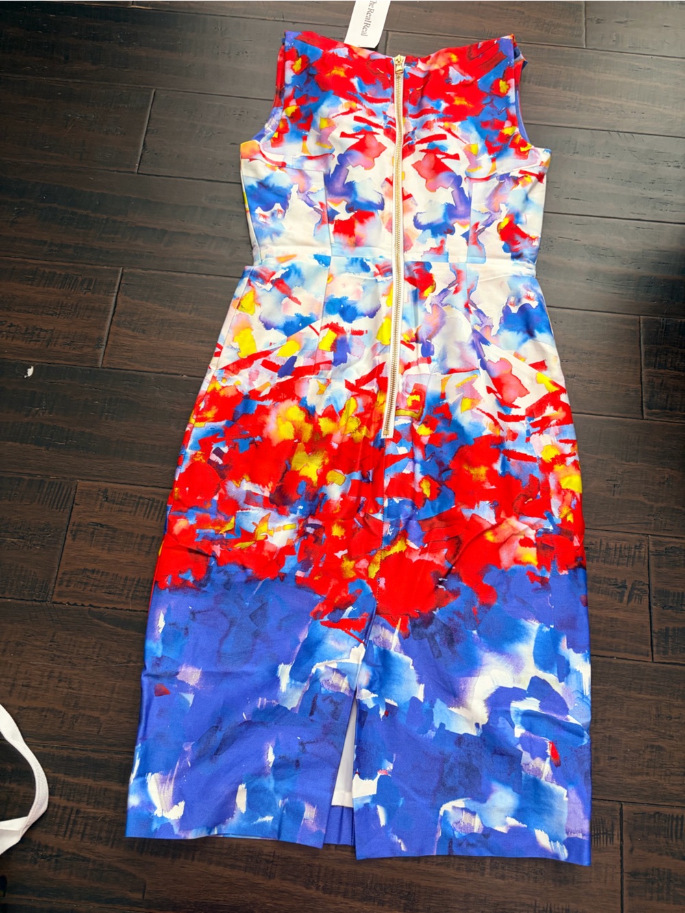 Milly Floral Print Sheath Dress Multicolor V-neck Sleeveless Watercolor - Picture 6 of 6